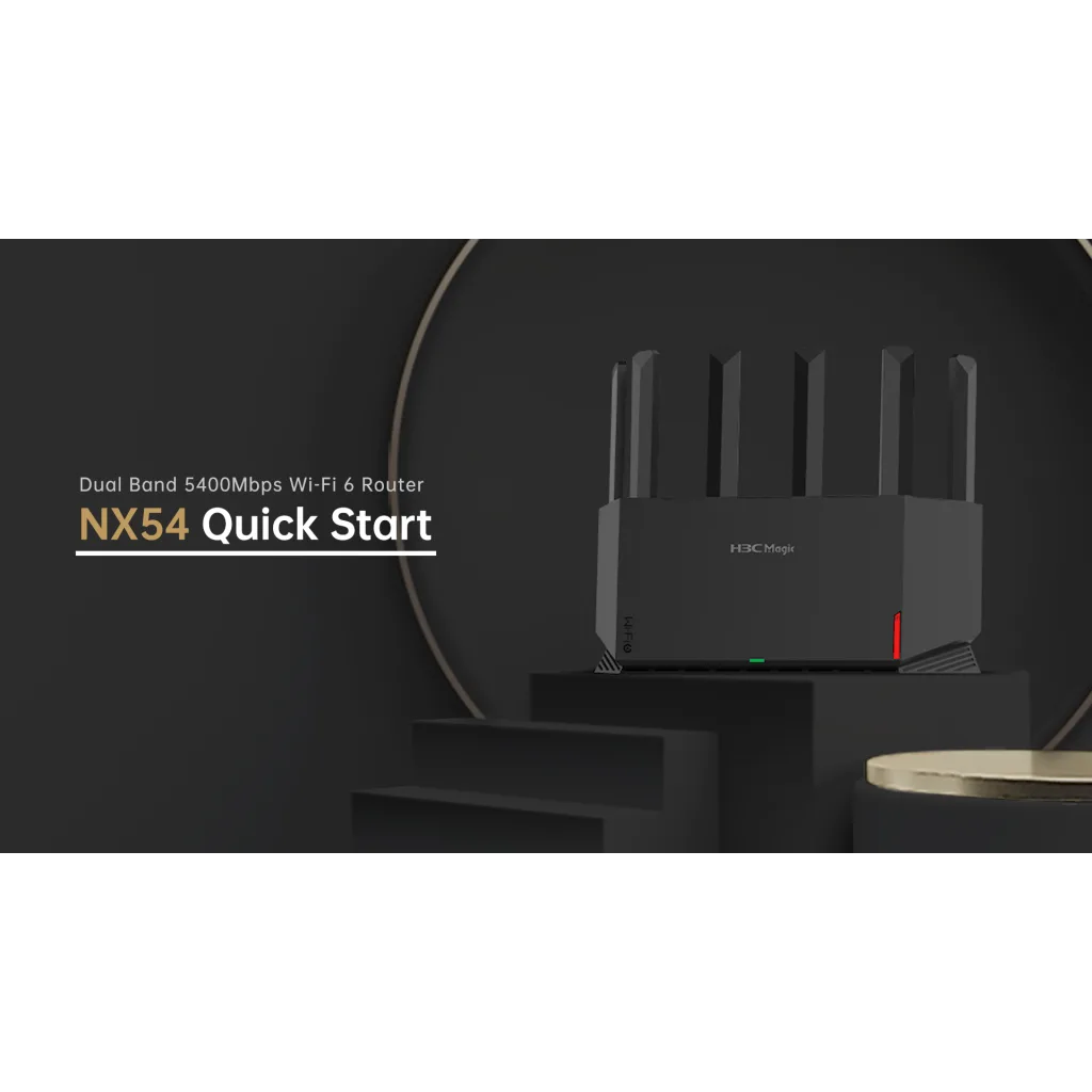 H3C Magic NX54, Dual Band, WiFi 6, 5400Mbps, 4Port GigaBit, 6ad Anten, Masaüstü, Router, Access Point