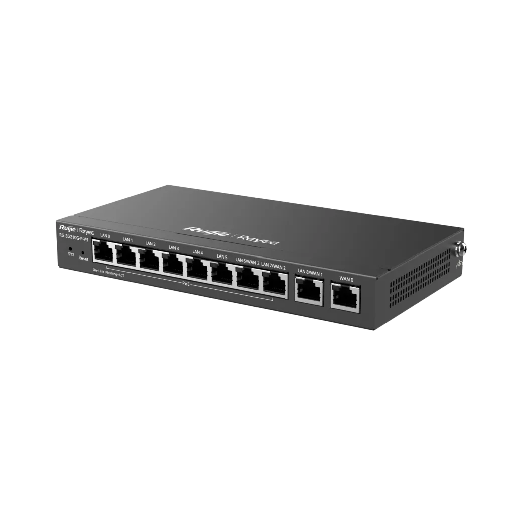 RUIJIE Reyee RG-EG210G-P-V3 10 Port Gigabit, Web Yönetilebilir, 4 WANs, 200 Kullanıcı