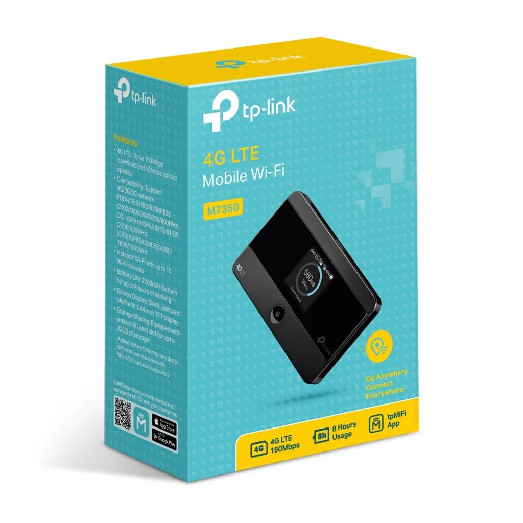 TP-LINK M7350 4G LTE Sim Yuvalı, SD Kart, 2000mAh, 150Mbps Mobile Wifi Router (10 Cihaz Desteği)