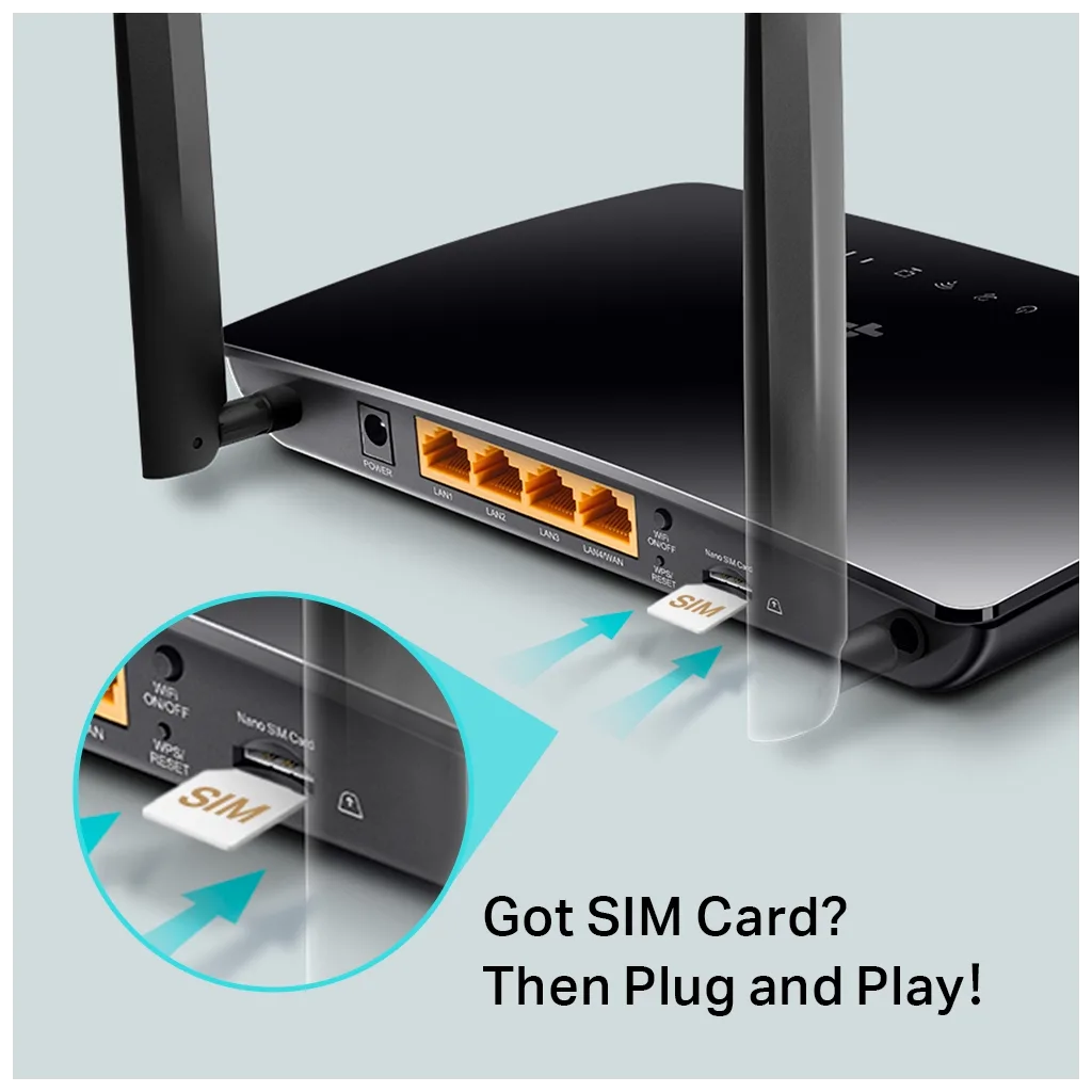 TP-LINK TL-MR6400, 4Port, 300Mbps, 2,4Ghz Wifi, Masaüstü, LTE, Micro Sim Kart Takılabilir 3G-4G Destekli Router