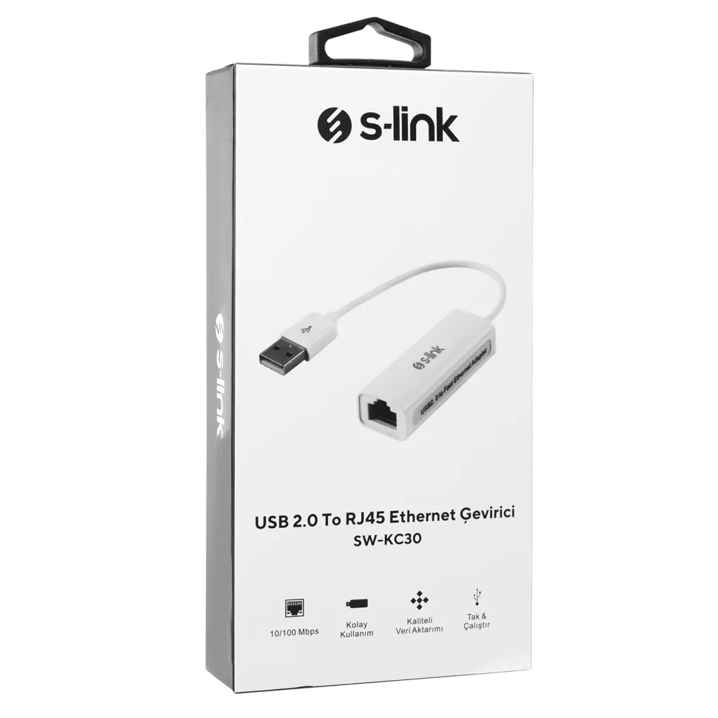 S-LINK SW-KC30, USB2.0 To RJ45, Ethernet Kartı