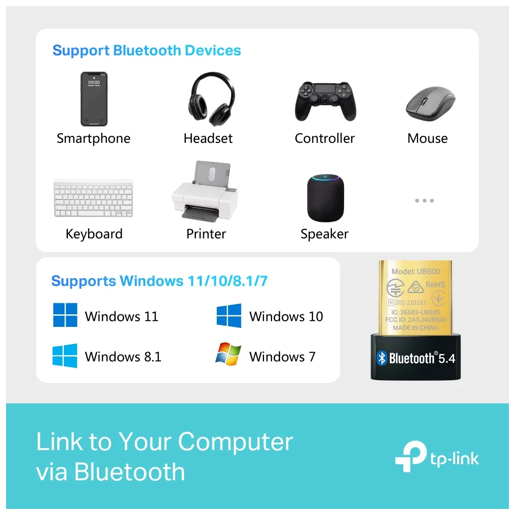 TP-LINK UB500 Bluetooth 5.4 Nano USB Adaptör