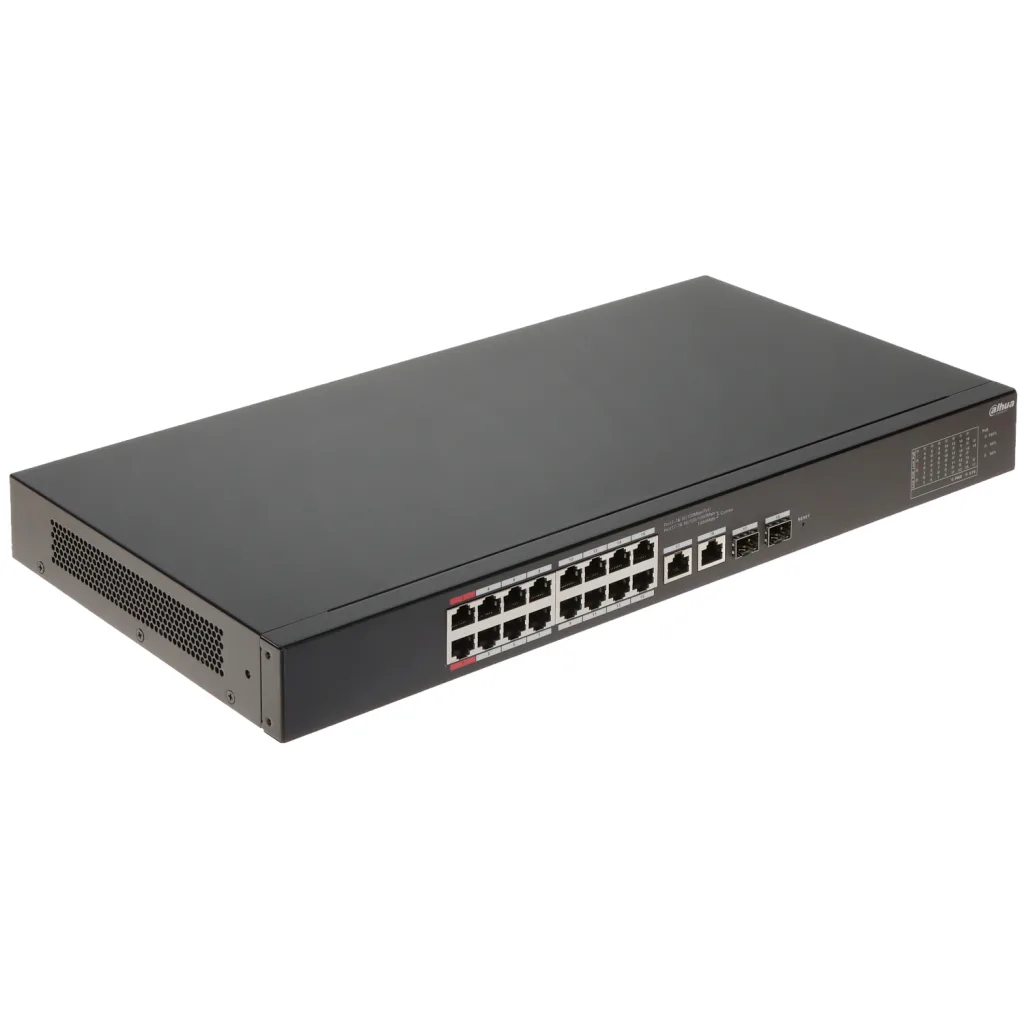 DAHUA CS4218-16ET-240, 16Port, Megabit, PoE 240W, 2 Port SFP Gigabit Combo, Cloud Yönetilebilir, Switch