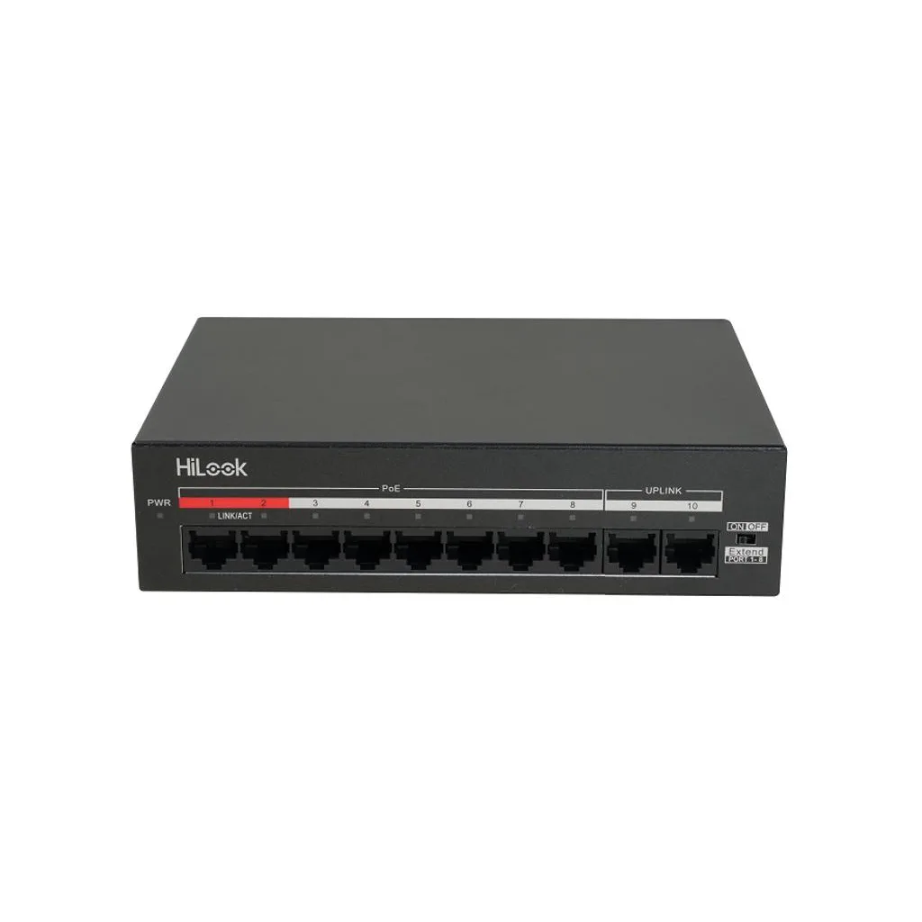 HILOOK NS-0110MP-60, 8 Port, Megabit, PoE 60W, 2 Port Megabit Uplink, Yönetilemez, Masaüstü Switch
