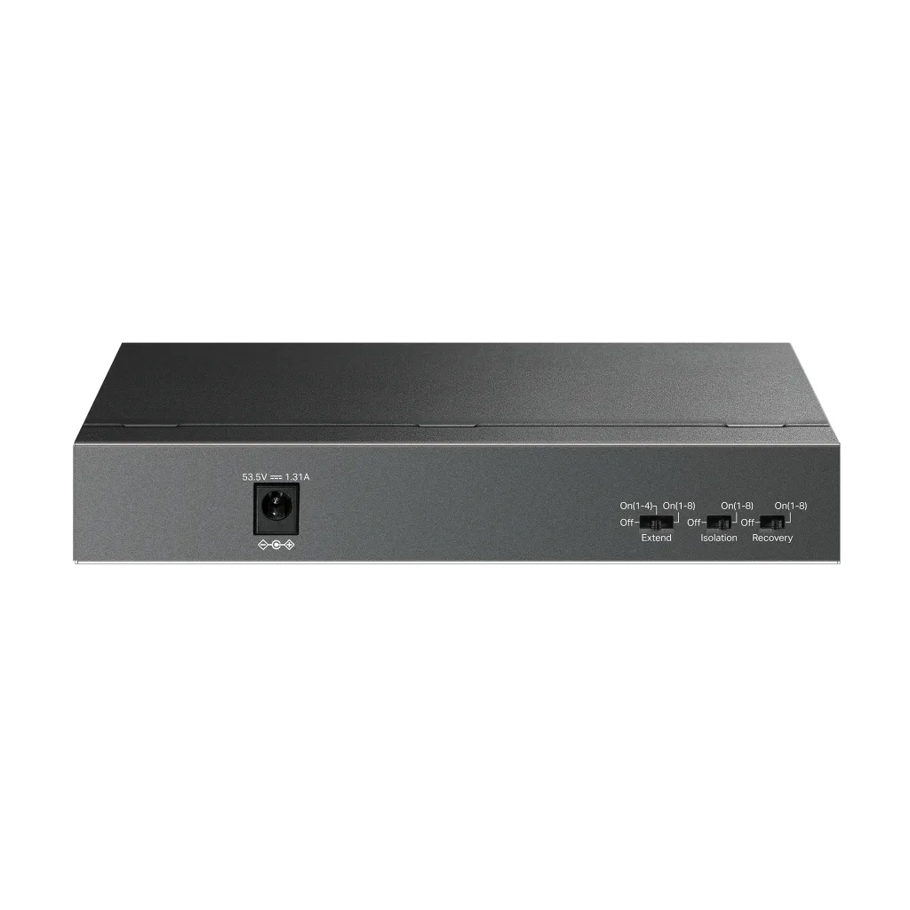 TP-LINK LS109P, Green Tech, 8 Port MegaBit, POE 63W, 1 Port Uplink, Long Range 250Mt, Yönetilemez, Metal Kasalı Switch