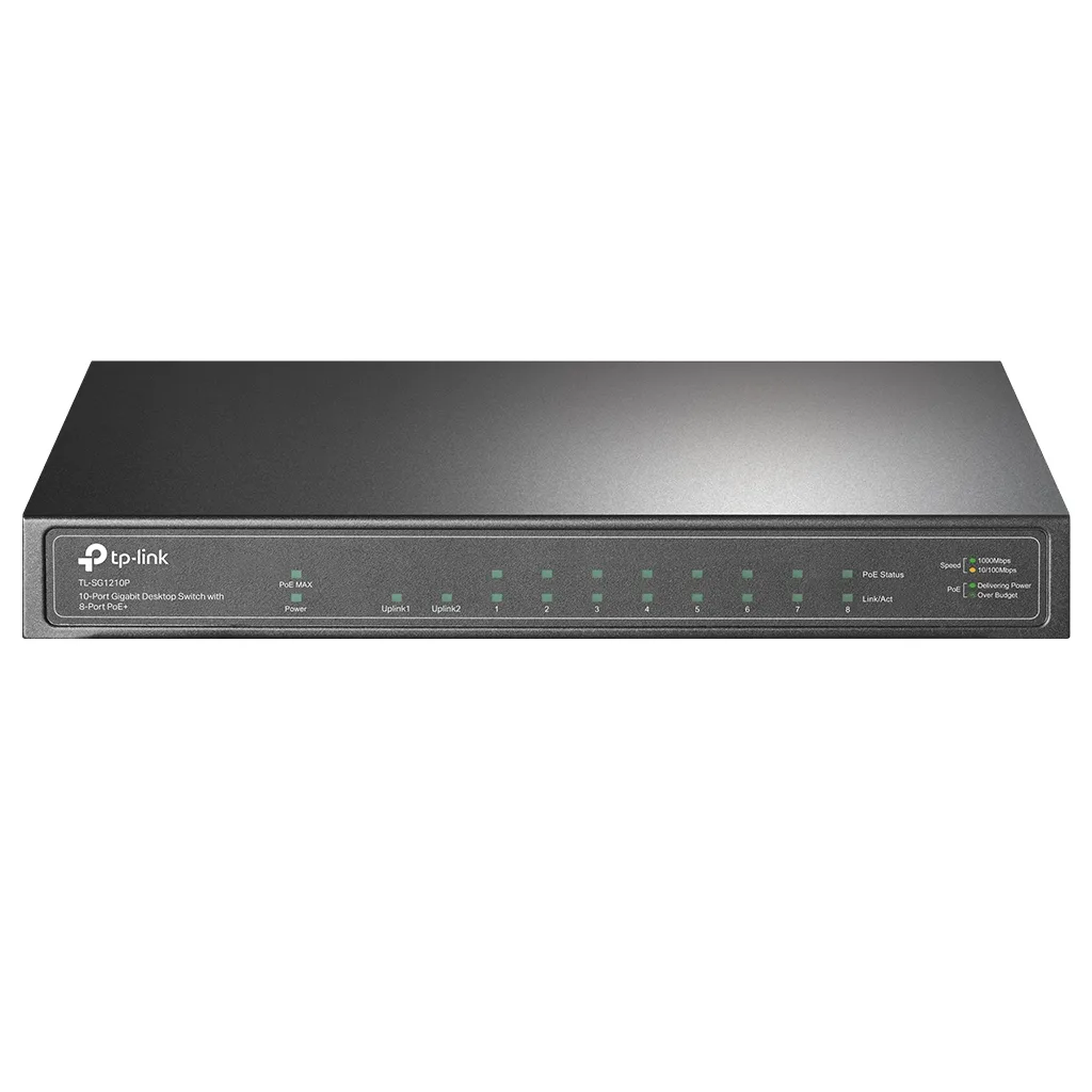 TP-LINK TL-SG1210P, 8 Port, Gigabit, PoE 63W, 1 Port SFP, Yönetilemez, Metal Kasa, Masaüstü Switch