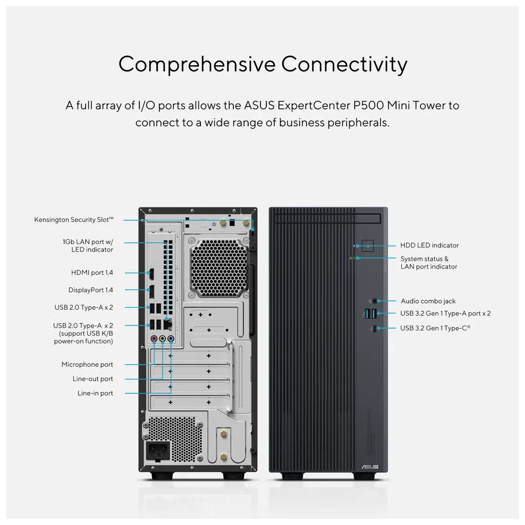 ASUS P500MV-C724016512B0D ExpertCenter P500, Core 7 240H, 16Gb DDR5 Ram, 512Gb SSD, Paylaşımlı Ekran Kartı, FreeDos, Min