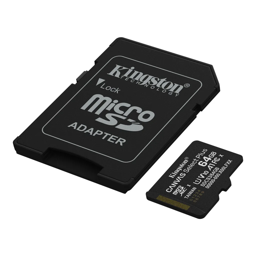 KINGSTON SDCS3/64GB, Canvas Select Plus Gen3 A1, 100Mb/s, MicroSD Kart Bellek (SD Adaptörlü)