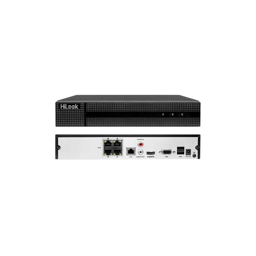 HILOOK NVR-104MH-C/4P, 4Kanal PoE, 8Mpix, H265+, 1 HDD Desteği, 1080P Kayıt, 80Mbps Bant Genişliği, 4K Motion Detection