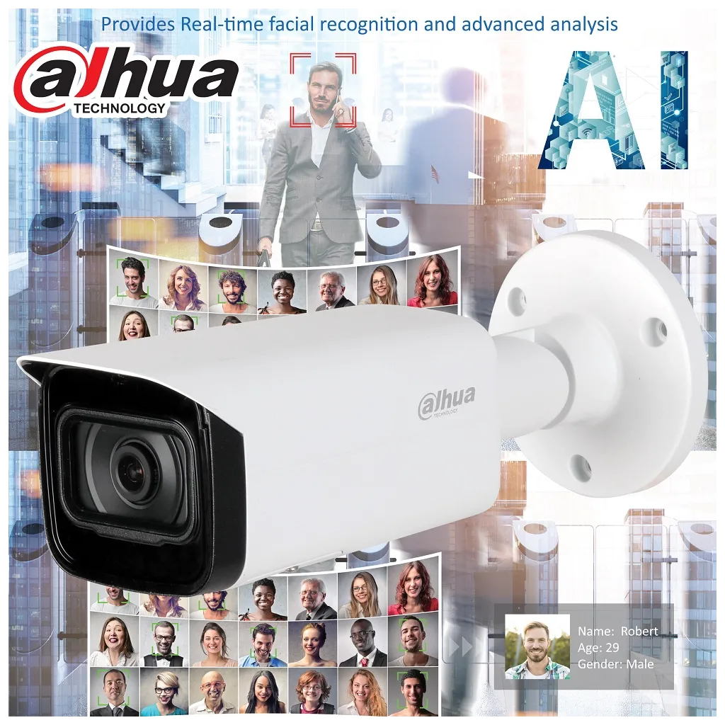 DAHUA IPC-HFW5442T-ASE, 4Mpix, 2,8mm Lens, H265+, Wizmind, 80Mt Gece Görüşü, IP67, IK10, PoE Metal Kasa Bullet IP Kamera
