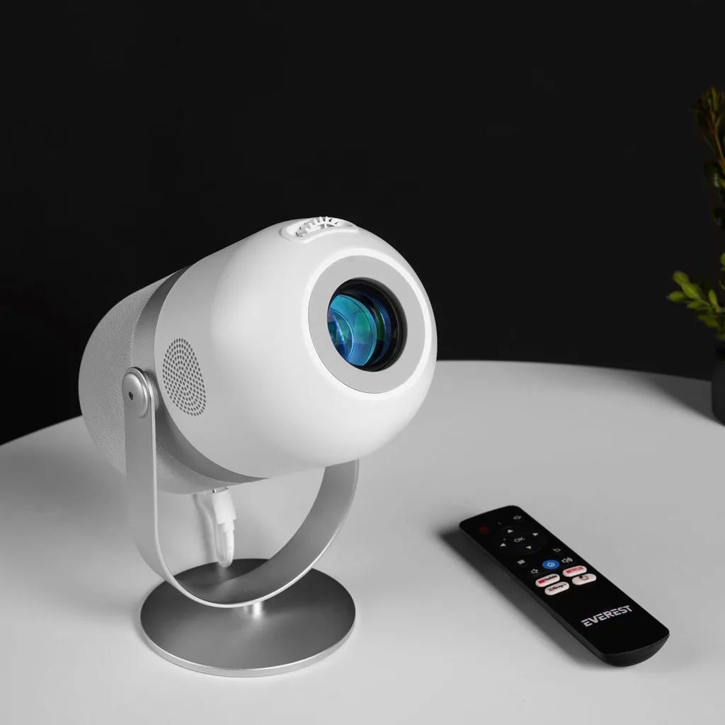 EVEREST PJ09, Beyaz, 4500 Lümen, 1280X720, 1xType-C, 1xHDMI, 1xUSB, WiFi, Bluetooth, 50.000 Saat Led Ömrü, 3W Speaker, A