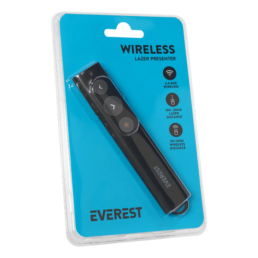Everest TBA-11, Kablosuz, 2.4Ghz, Type-C Soket Şarj edilebilir, Profesyonel, Sunum Cihazı