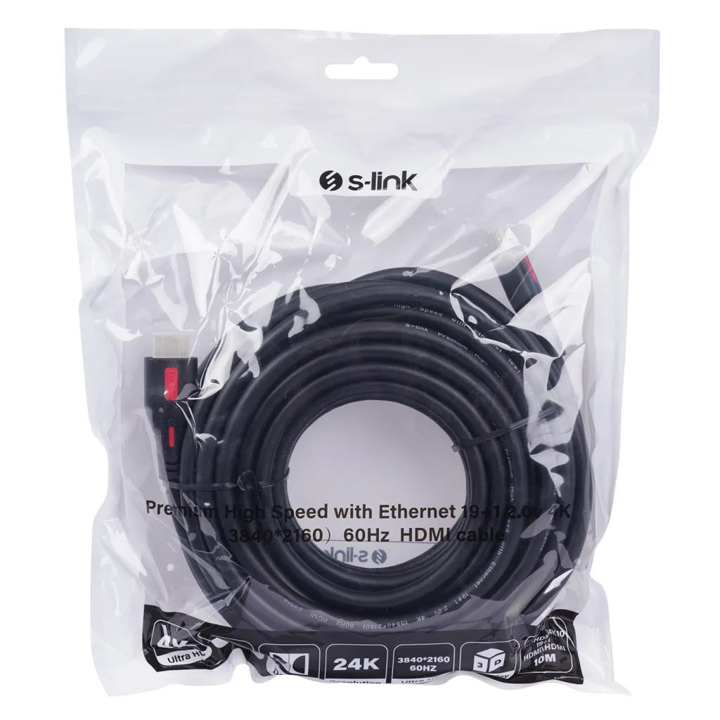 S-LINK SL-HDM4K10, 4K UHD, HDMI v2,0 Kablo. 10mt. 60Hz. Kablo
