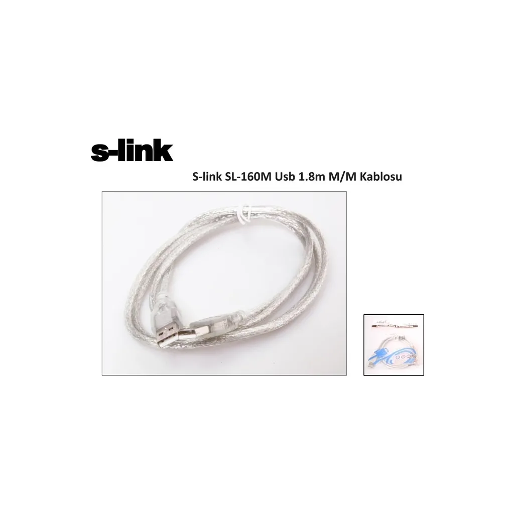 S-LINK SL-160M, İki Ucu Erkek M/M USB Kablosu, USB To USB 2.0 KABLO, 1.8mt